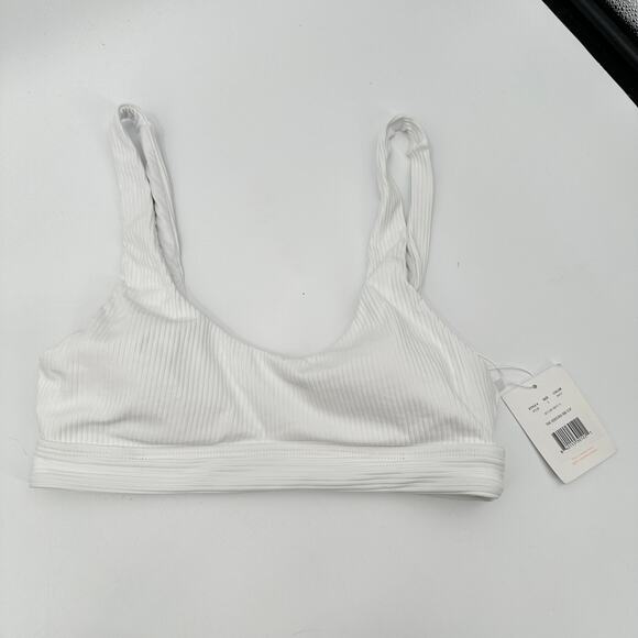 ANDIE SWIM The Ventura Ribbed Bikini Swim Top in White  // S - Picture 5 of 9
